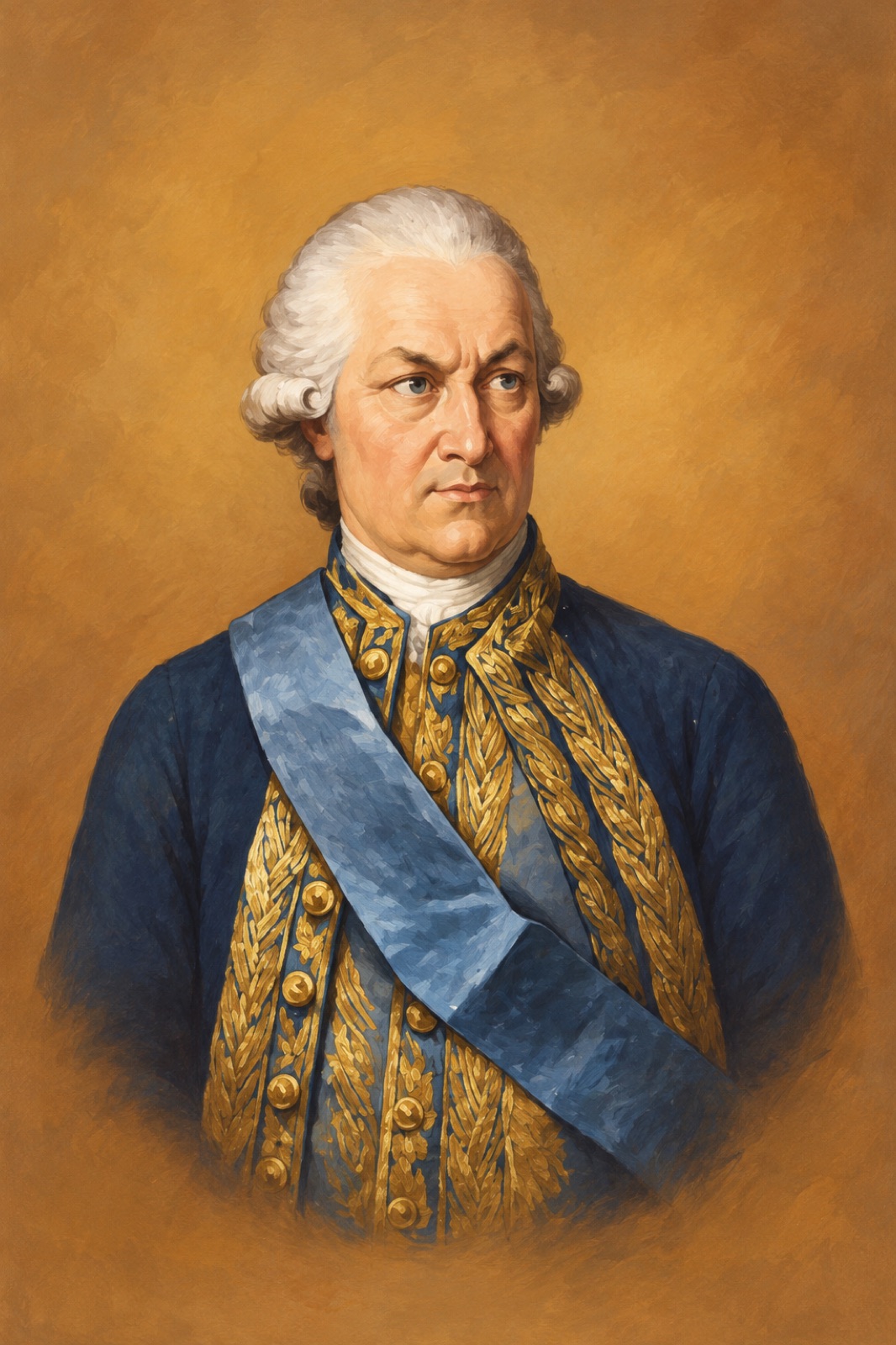 Estampe-portrait d'époque de l'amiral comte de Grasse. (illustration)