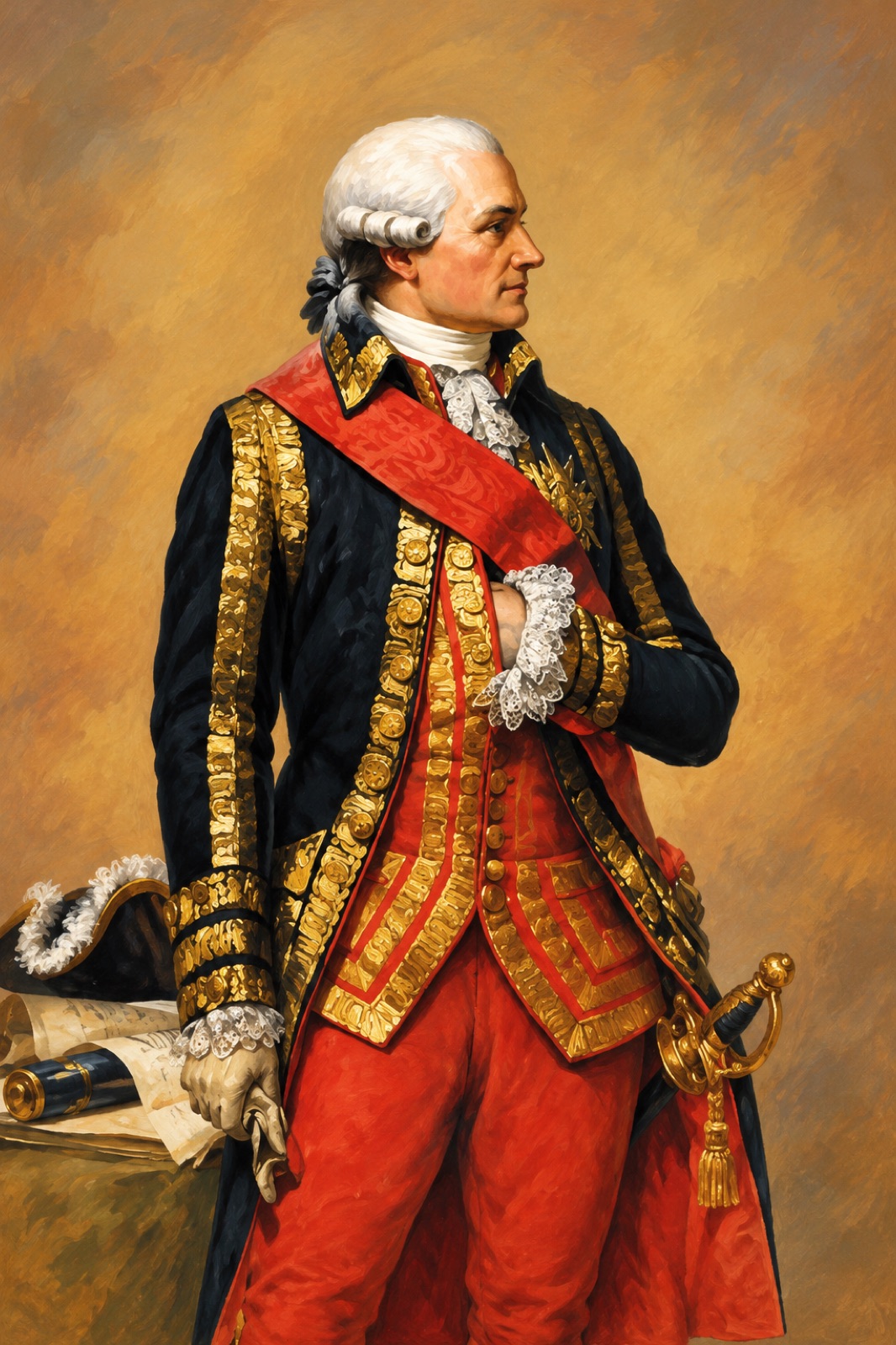 Portrait du comte de Rochambeau en uniforme. (illustration)