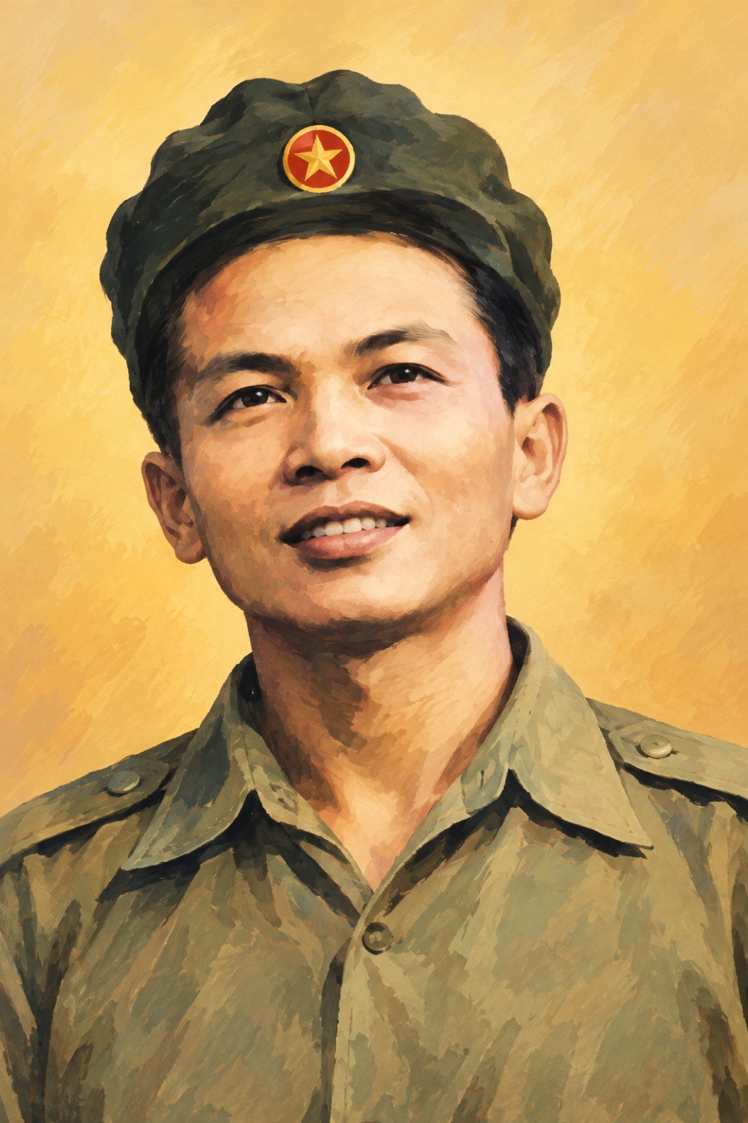 1951年、インドシナ戦争中のヴォー・グエン・ザップ将軍の肖像（イラスト）