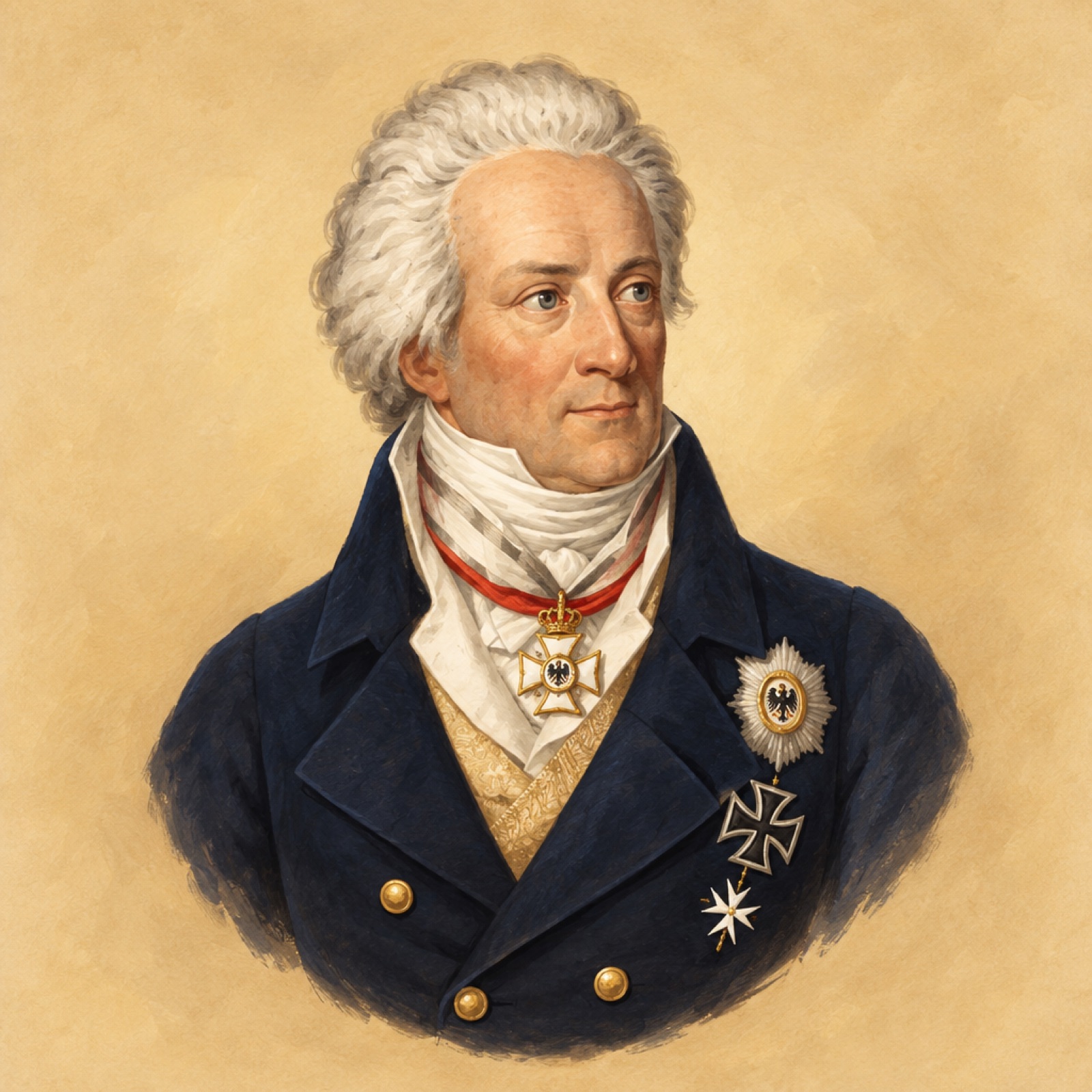 Potret cetak negarawan Prusia Karl August von Hardenberg