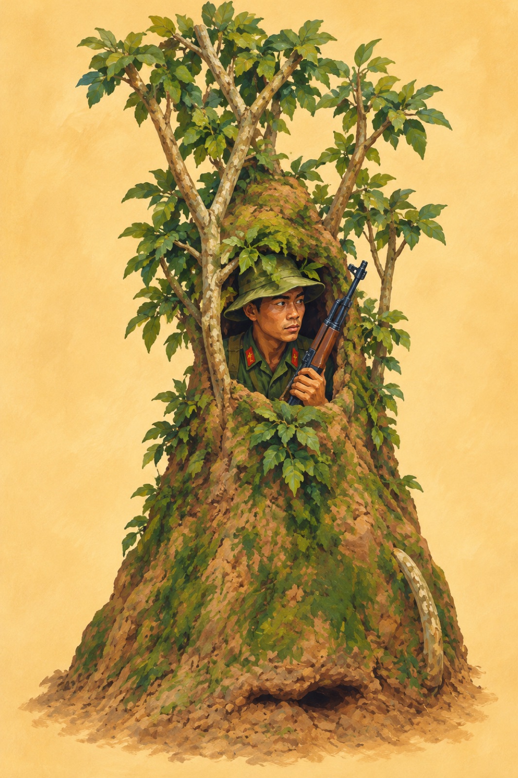 A ventilation shaft at the Cu Chi tunnels camouflaged as a termite mound (illustration)
