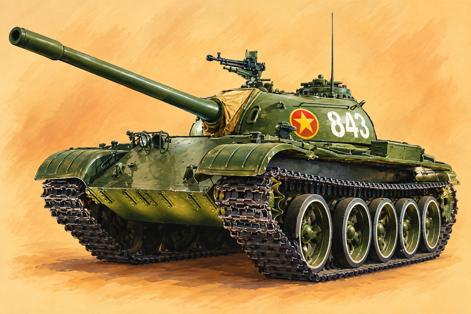 T-54B tank 843 on display at the Vietnamese Armed Forces Museum. (illustration)