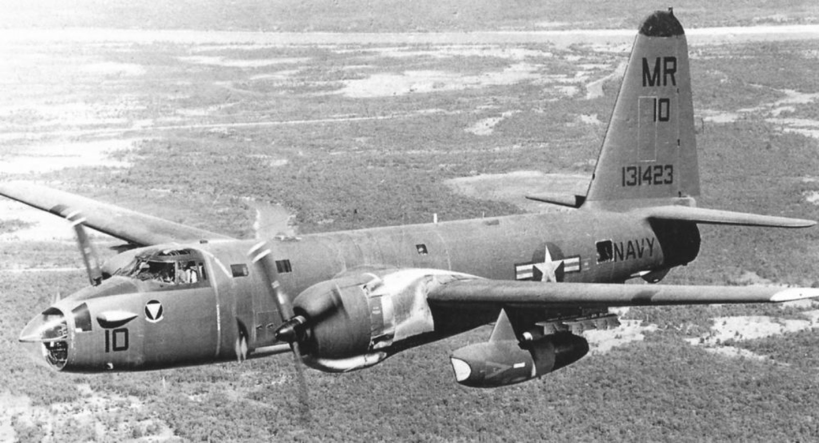 US Navy OP-2E Neptune in flight over Laos in 1967