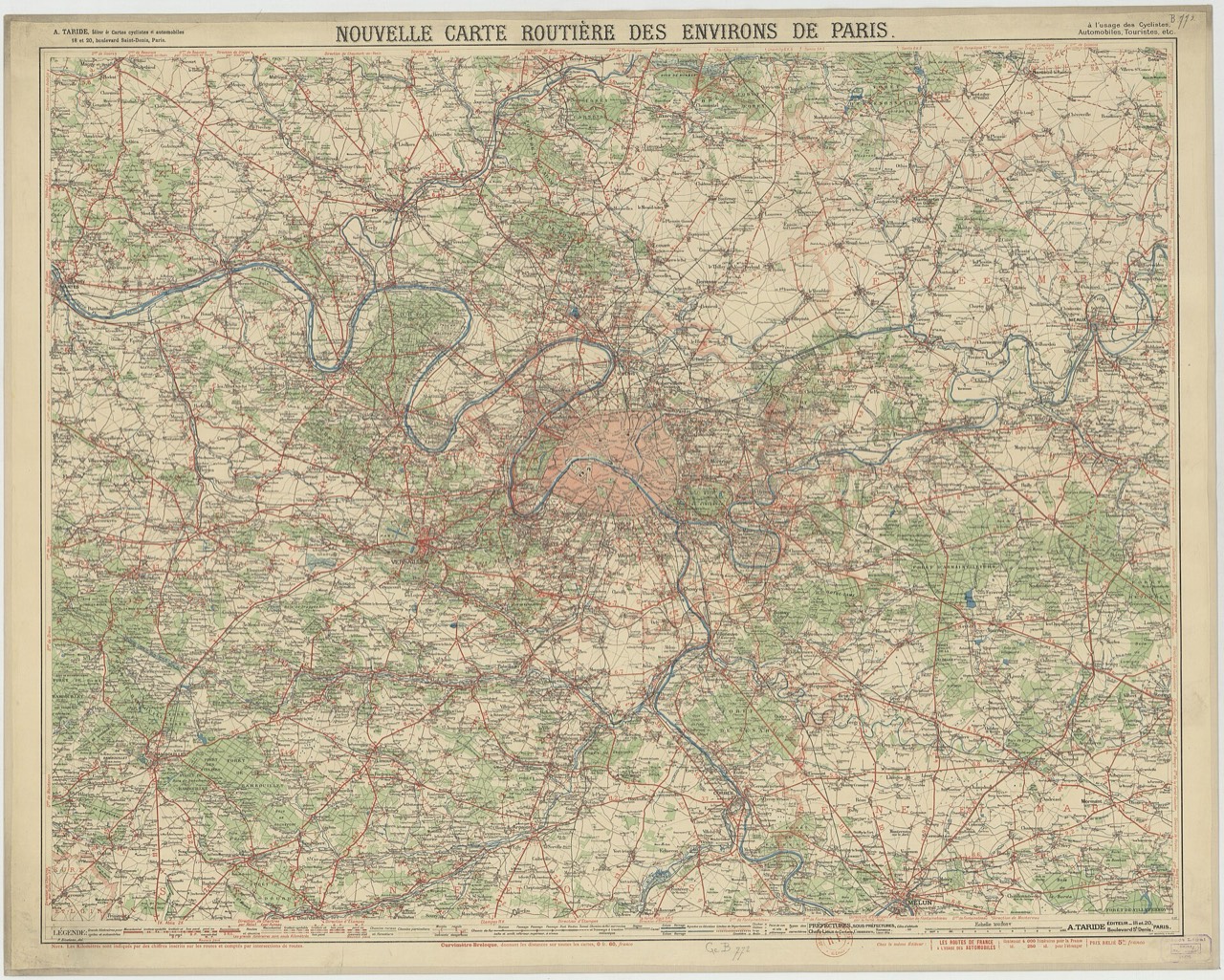 Road map of the environs of Paris from the Seine valley west of the city