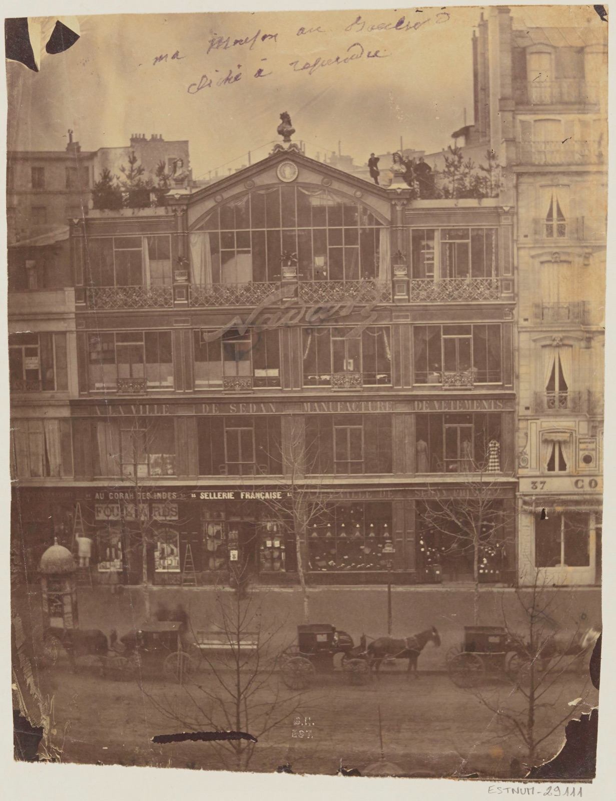 Photograph of the facade of Nadar's studio at 35 boulevard des Capucines, Paris