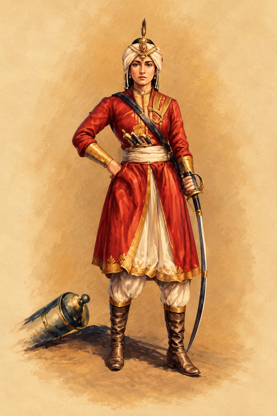 Early twentieth-century illustration of Rani Lakshmibai of Jhansi. (illustration)