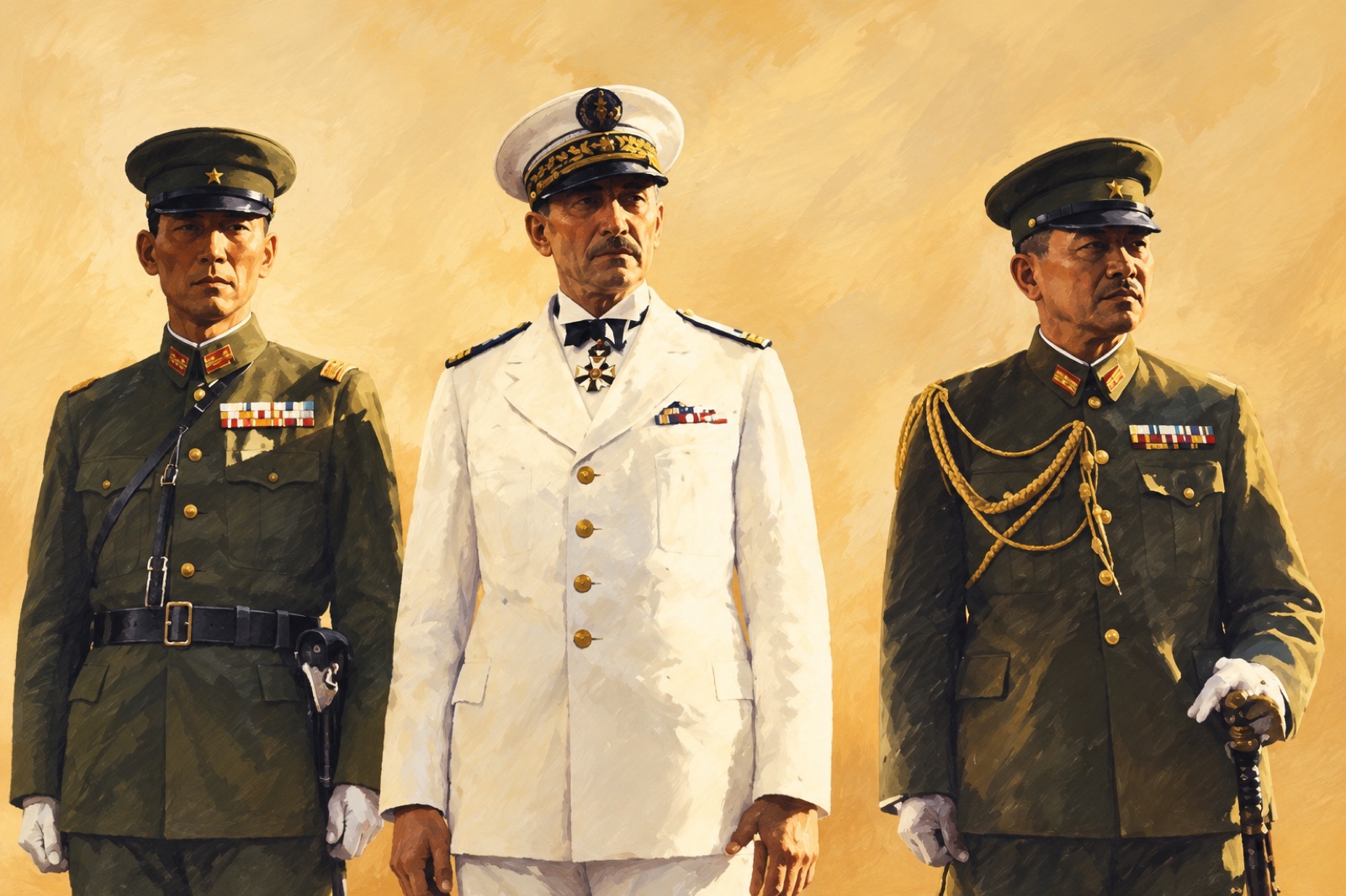 Japanese General Tominaga and French Governor-General Decoux in talks, 1940 (illustration)
