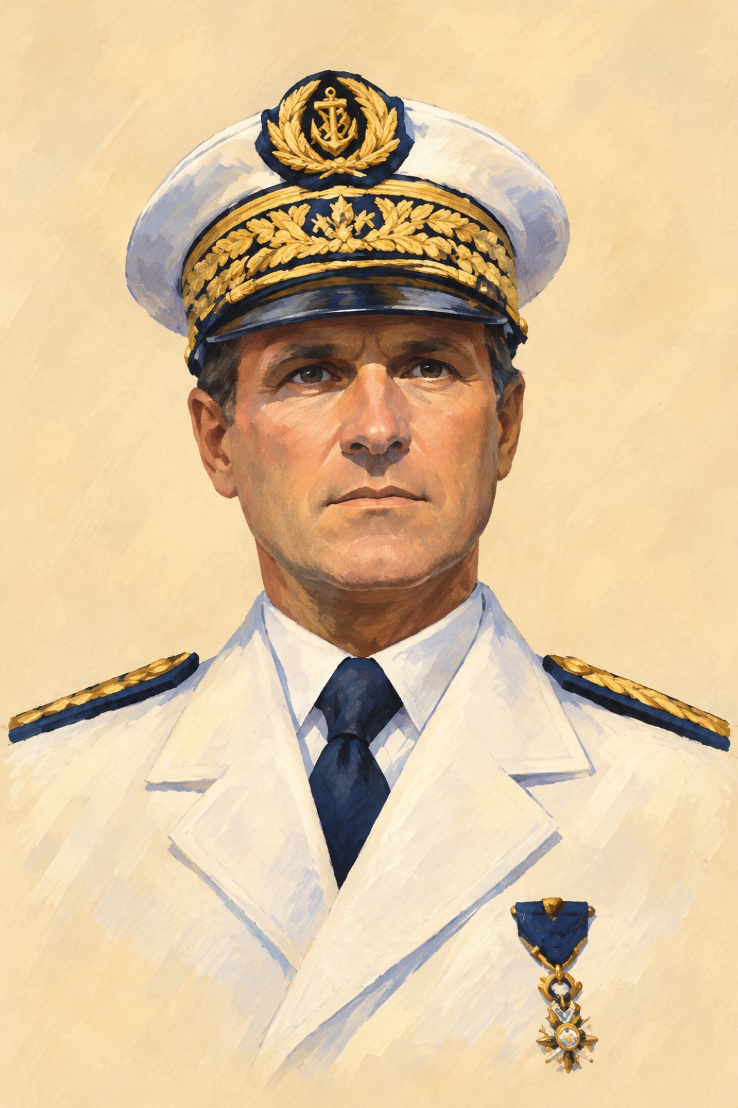 Newspaper portrait of Admiral Jean Decoux, Governor-General of French Indochina, 1944 (illustration)