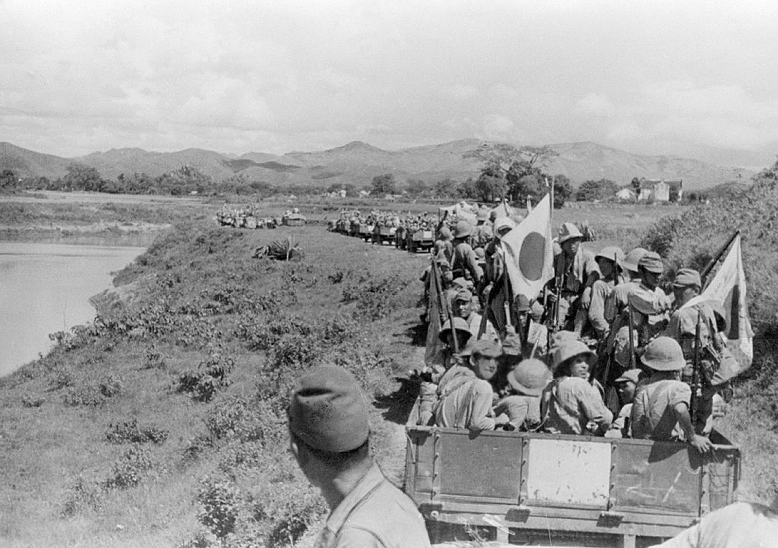 Japanese infantry advancing towards Lang Son in September 1940