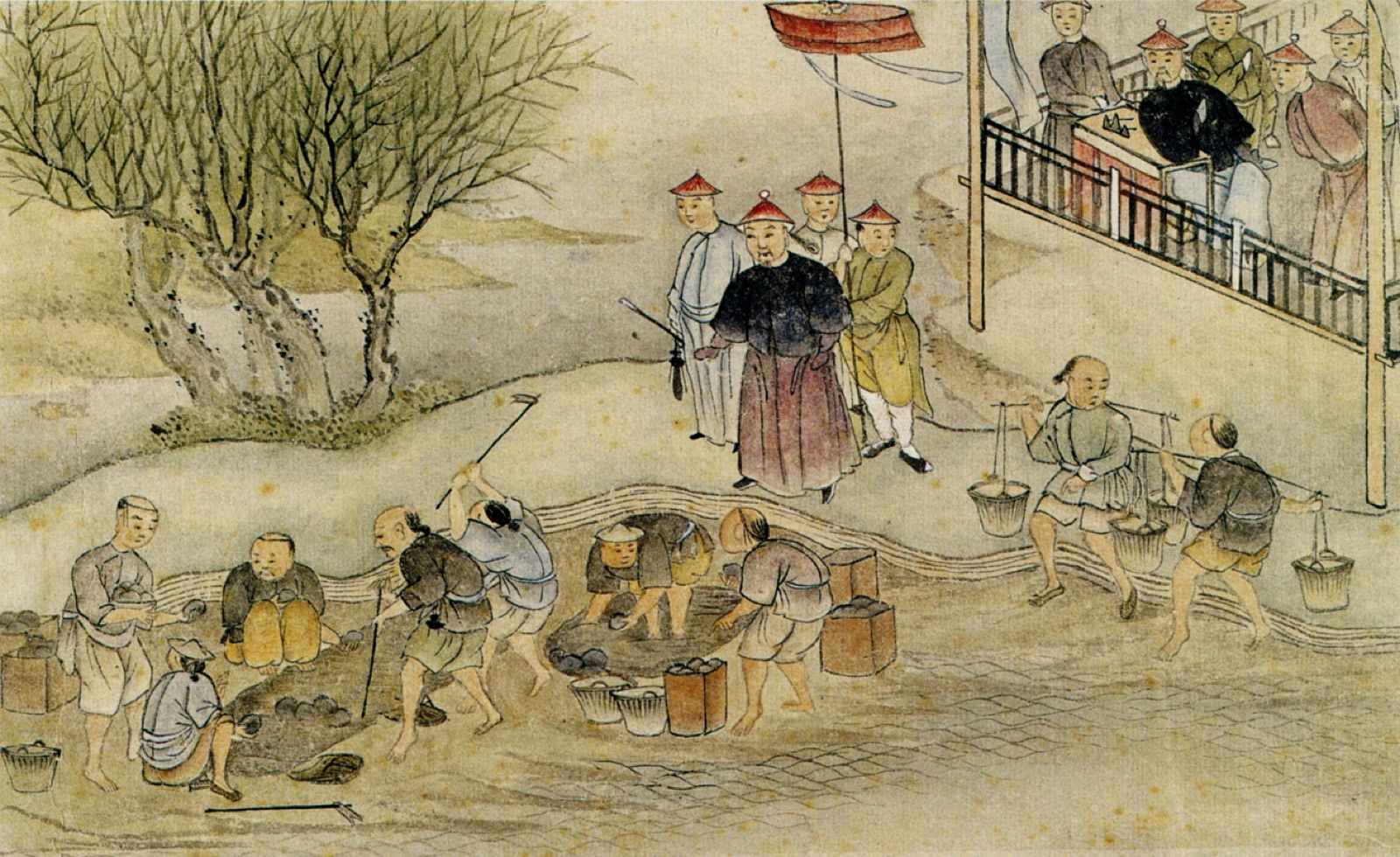 Chinese artist's depiction of Commissioner Lin and the destruction of opium in 1839