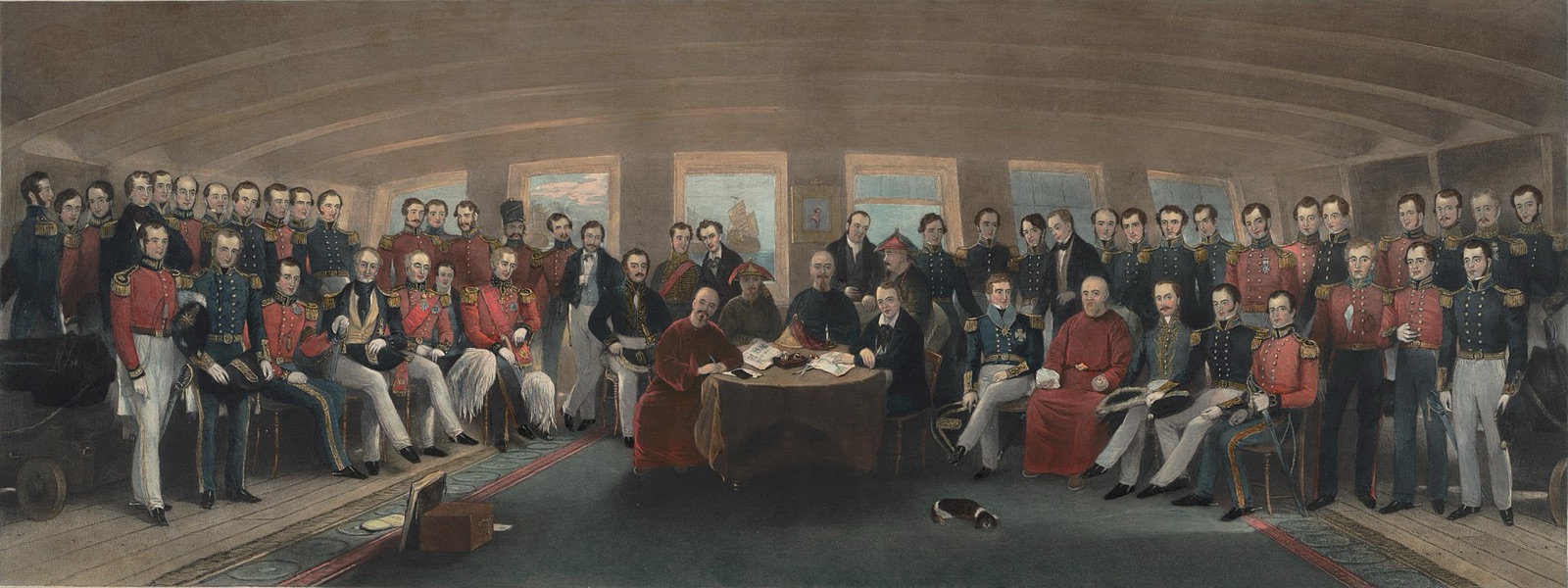 Engraving of the signing and sealing of the Treaty of Nanking, after John Platt