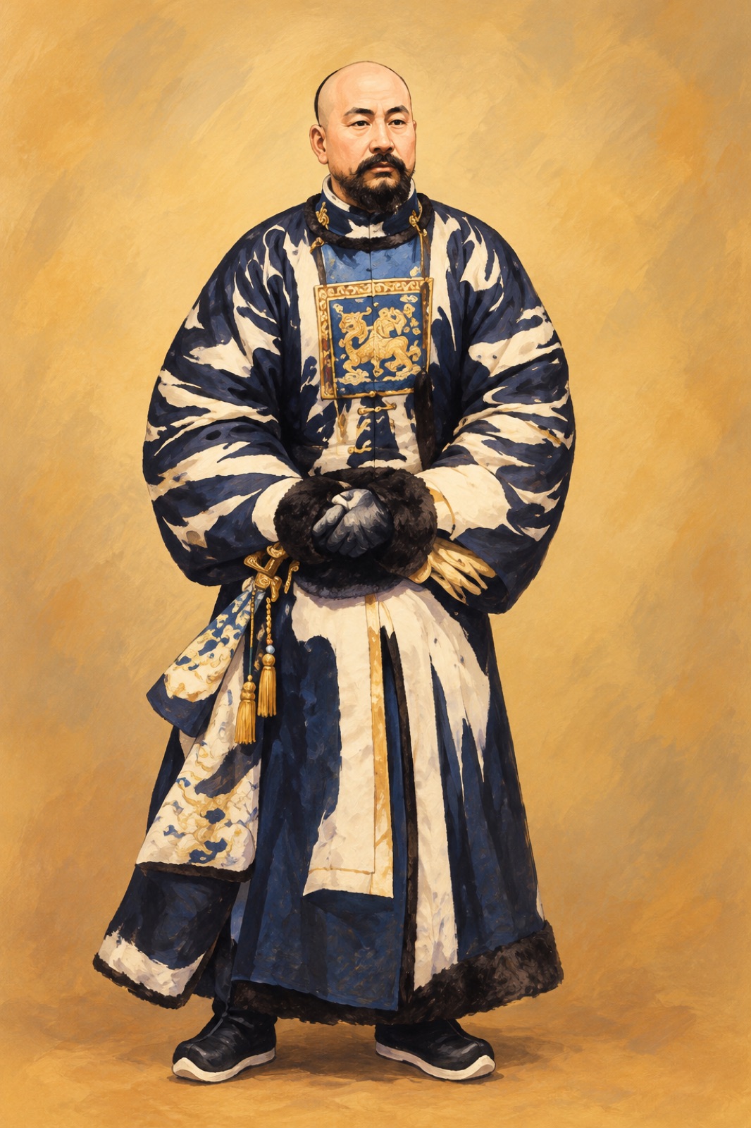 Portrait of the Qing Mongol commander Sengge Rinchen. (illustration)