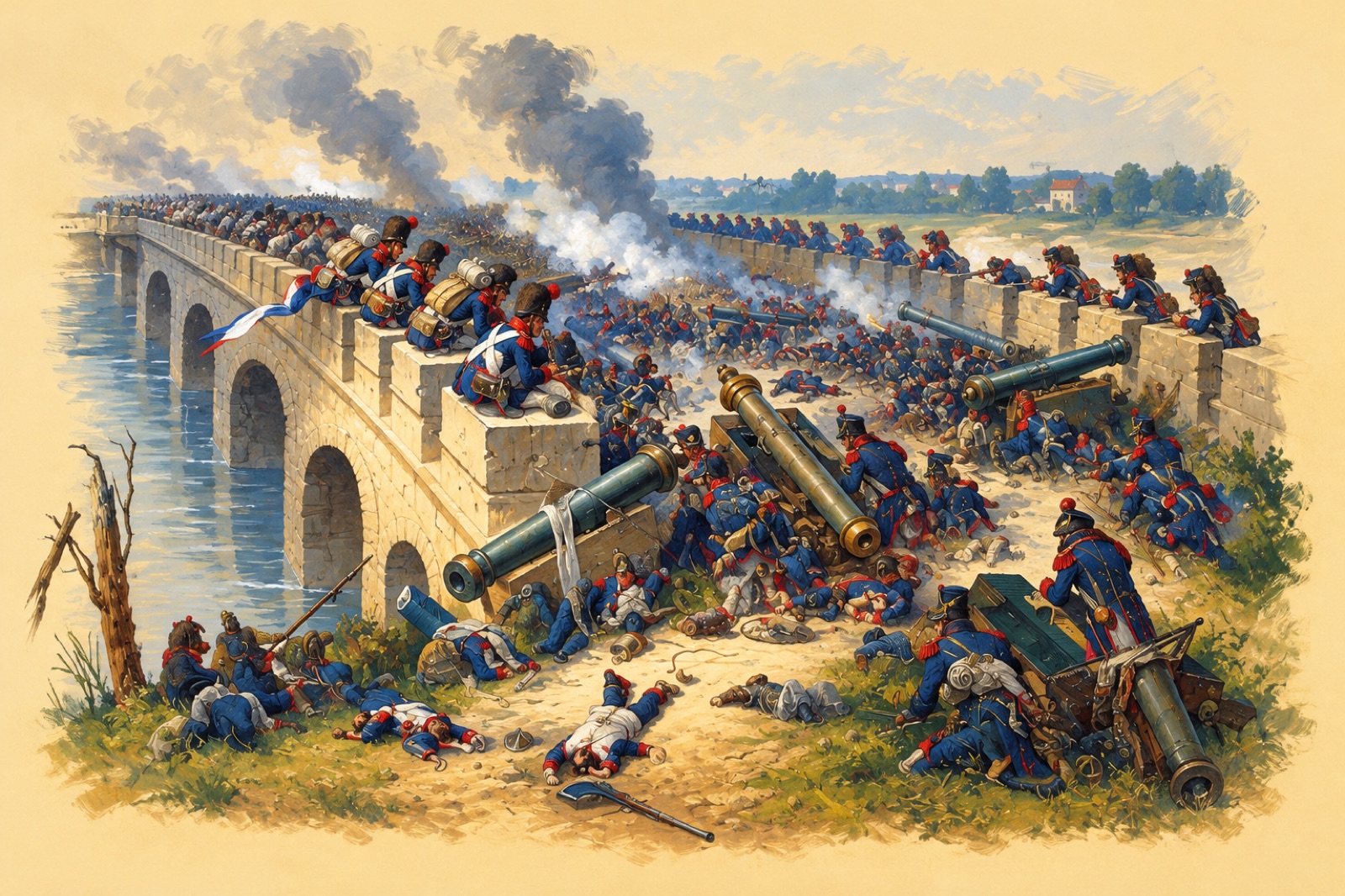 Engraving by Émile Bayard of the bridge at Palikao on the evening of the battle, 21 September 1860. (illustration)