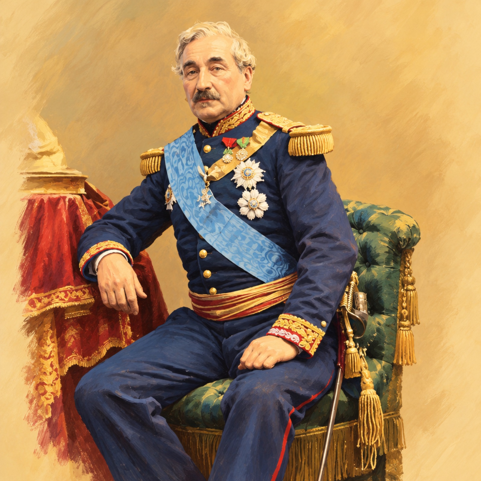 Portrait of General Charles Cousin-Montauban, Count of Palikao, circa 1863. (illustration)