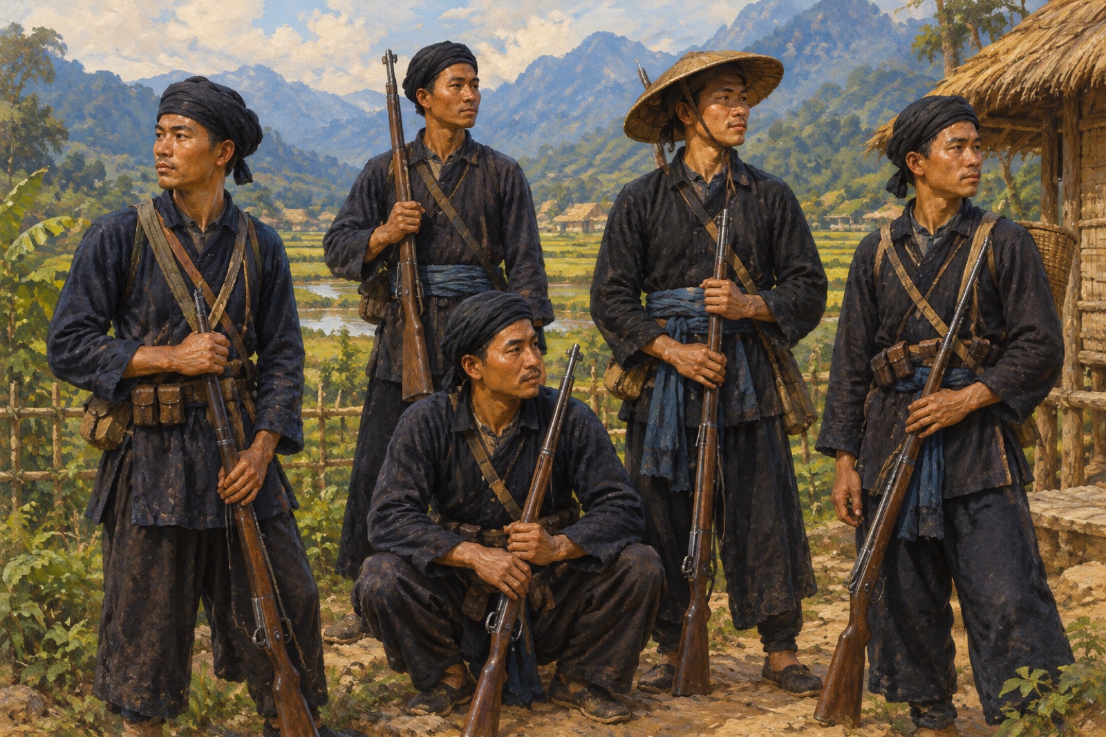 Illustration of Black Flag Army fighters in Tonkin in 1884.