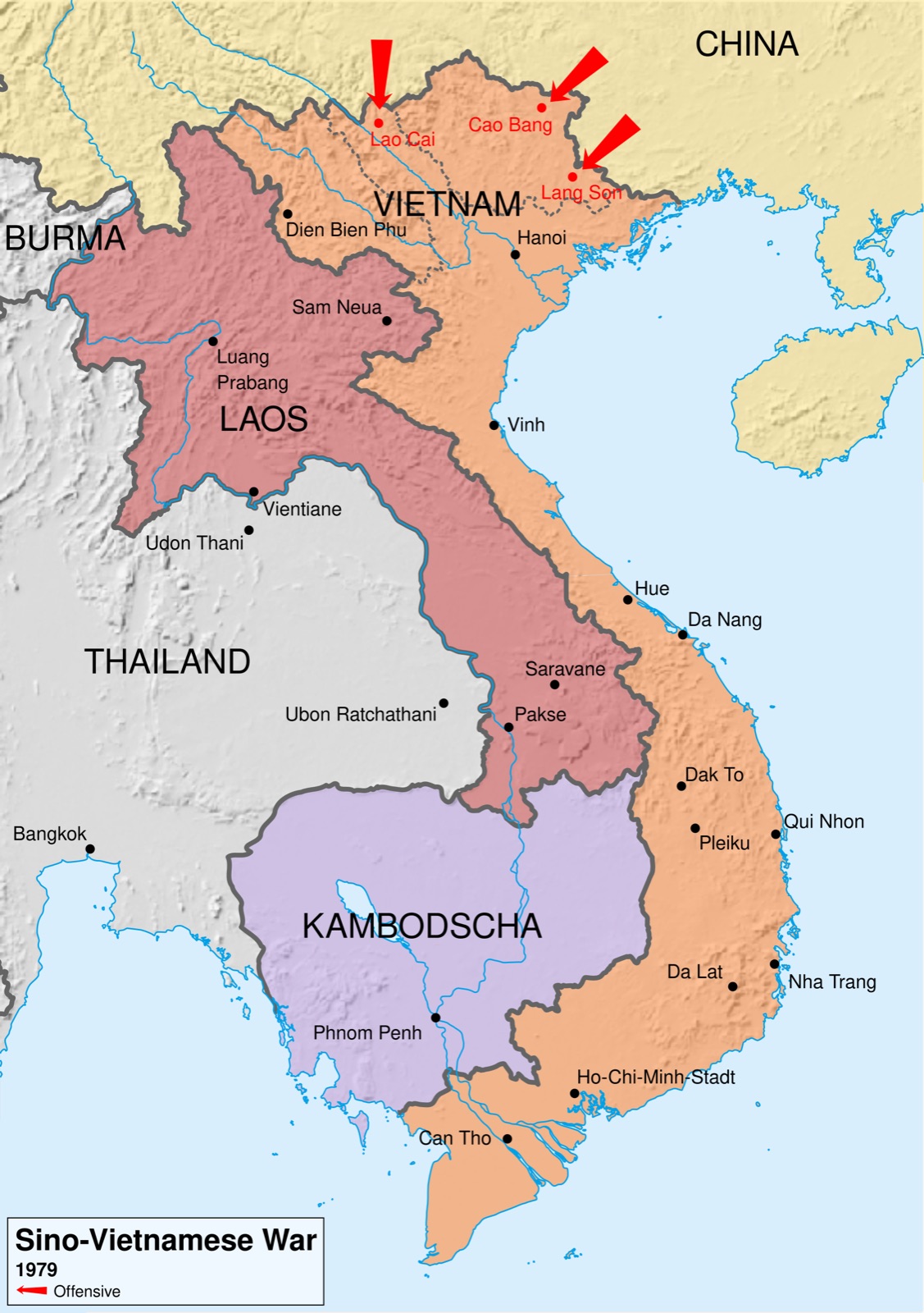 Map of the 1979 Sino-Vietnamese War.