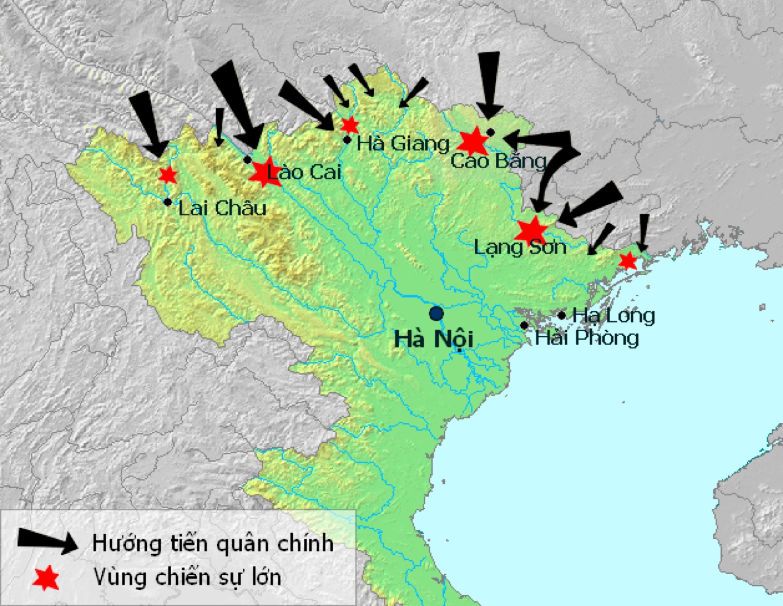 Map of the 1979 Vietnam-China border war.