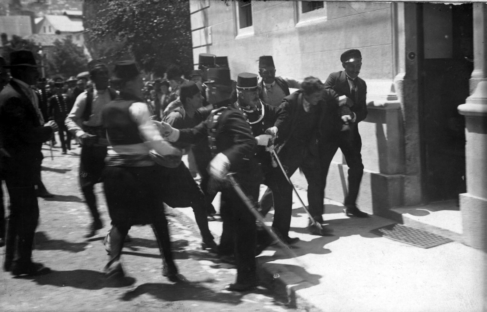 A man arrested by police in Sarajevo in 1914